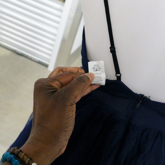 Navy Blue Spaghetti Strap Mini Zip Halter Dress - Picture 6 of 7